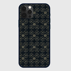 Чехол для iPhone 12 Pro Max Орнамент из компаса вегвизир и узла оберега, цвет: 3D-черный