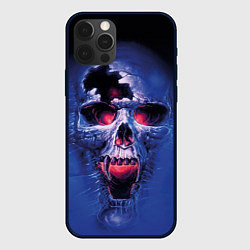 Чехол iPhone 12 Pro Max Череп разъяренный кричащий - blue skull