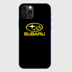 Чехол для iPhone 12 Pro Max Subaru logo yellow, цвет: 3D-черный