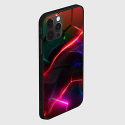 Чехол для iPhone 12 Pro Max Яркие неоновые радужные разбитые плиты, цвет: 3D-черный — фото 2