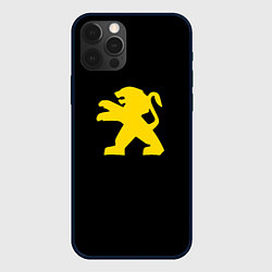 Чехол для iPhone 12 Pro Max Peugeot logo yellow, цвет: 3D-черный