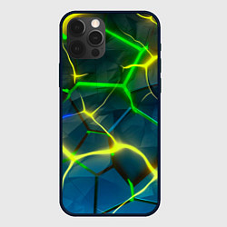 Чехол для iPhone 12 Pro Max Неоновые яркие зеленые плиты с желтым светом, цвет: 3D-черный