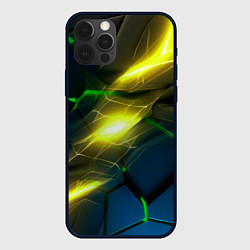 Чехол для iPhone 12 Pro Max Неоновые яркие зеленые плиты с желтым светом, цвет: 3D-черный