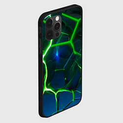 Чехол для iPhone 12 Pro Max Неоновые зеленые плиты с ярким светом, цвет: 3D-черный — фото 2