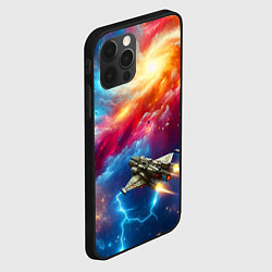 Чехол для iPhone 12 Pro Max Космолёт в неоновом космосе, цвет: 3D-черный — фото 2