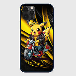 Чехол для iPhone 12 Pro Max Пикачу на красном мотоцикле, цвет: 3D-черный
