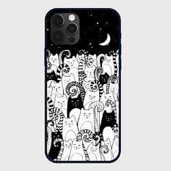 Чехол для iPhone 12 Pro Max Коты с креативными хвостами, цвет: 3D-черный