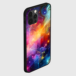 Чехол для iPhone 12 Pro Max Геометрический неоновый космос - нейросеть, цвет: 3D-черный — фото 2