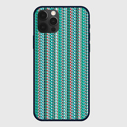 Чехол для iPhone 12 Pro Max Бирюзовый полосы-узоры, цвет: 3D-черный