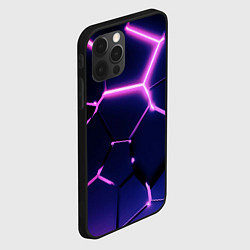 Чехол для iPhone 12 Pro Max Сине-фиолетовые неоновые плиты в разломе, цвет: 3D-черный — фото 2