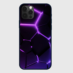 Чехол iPhone 12 Pro Max Темные фиолетовые неоновые плиты в разломе