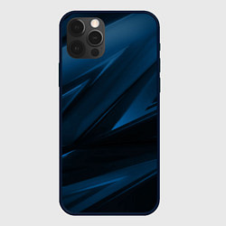 Чехол для iPhone 12 Pro Max Geometry stripes blue neon, цвет: 3D-черный