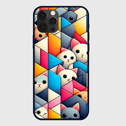 Чехол iPhone 12 Pro Max Geometric pattern with kittens - ai art