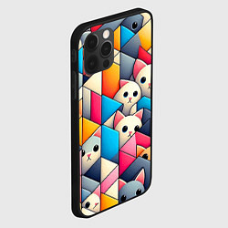 Чехол для iPhone 12 Pro Max Geometric pattern with kittens - ai art, цвет: 3D-черный — фото 2