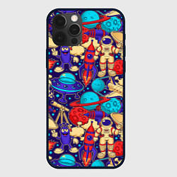 Чехол для iPhone 12 Pro Max Космические мультяшные персонажи, цвет: 3D-черный