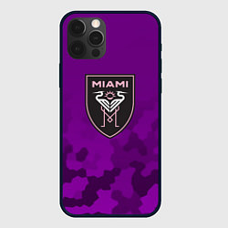 Чехол для iPhone 12 Pro Max Inter Miami logo pattern, цвет: 3D-черный