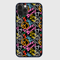 Чехол для iPhone 12 Pro Max Funny bunny color graffiti pattern, цвет: 3D-черный