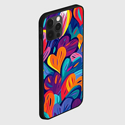 Чехол для iPhone 12 Pro Max Радужные сердца, цвет: 3D-черный — фото 2