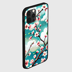 Чехол для iPhone 12 Pro Max Цветущие ветки японской сакуры, цвет: 3D-черный — фото 2