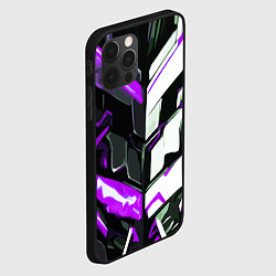 Чехол для iPhone 12 Pro Max Хаотичная фиолетово-белая абстракция на чёрном фон, цвет: 3D-черный — фото 2