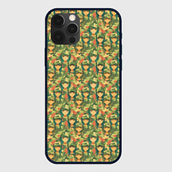 Чехол для iPhone 12 Pro Max Камуфляжный узор с девушками в военной форме, цвет: 3D-черный