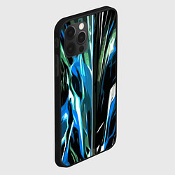 Чехол для iPhone 12 Pro Max Бело-синяя абстракция на чёрном фоне, цвет: 3D-черный — фото 2