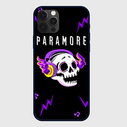 Чехол для iPhone 12 Pro Max Paramore неоновый череп, цвет: 3D-черный