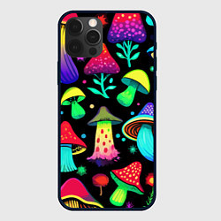 Чехол для iPhone 12 Pro Max Биолюминесцентные кислотные грибы, цвет: 3D-черный