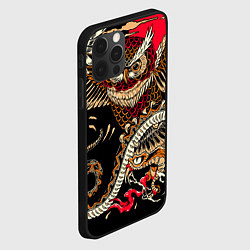 Чехол для iPhone 12 Pro Max Сова и змея - японский стиль, цвет: 3D-черный — фото 2