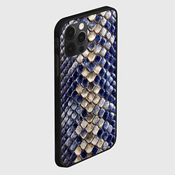 Чехол для iPhone 12 Pro Max Синяя и серая кожа змеи, цвет: 3D-черный — фото 2