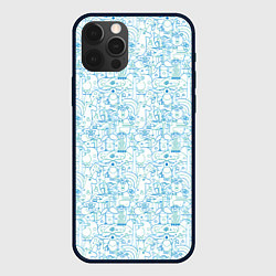 Чехол для iPhone 12 Pro Max Дудл - паттерн звери рисованные лайнарт, цвет: 3D-черный