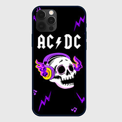 Чехол для iPhone 12 Pro Max AC DC неоновый череп, цвет: 3D-черный