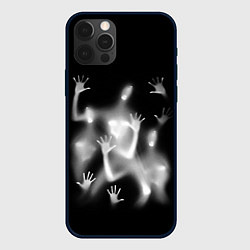 Чехол для iPhone 12 Pro Max Белые призрачные силуэты Y2K, цвет: 3D-черный