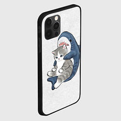 Чехол для iPhone 12 Pro Max Котик и акула зверушки мем, цвет: 3D-черный — фото 2
