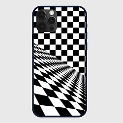Чехол для iPhone 12 Pro Max Шахматная психоделика иллюзия, цвет: 3D-черный