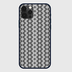 Чехол для iPhone 12 Pro Max Серый вертикальный узор зиг заг, цвет: 3D-черный