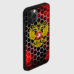 Чехол для iPhone 12 Pro Max Герб РФ краски броня, цвет: 3D-черный — фото 2