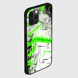 Чехол для iPhone 12 Pro Max Бело-зелёная абстракция на чёрном фоне, цвет: 3D-черный — фото 2