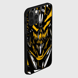 Чехол для iPhone 12 Pro Max Жёлто-белое абстрактное лицо на чёрном фоне, цвет: 3D-черный — фото 2