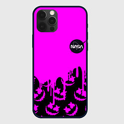 Чехол для iPhone 12 Pro Max Marshmello neon nasa, цвет: 3D-черный