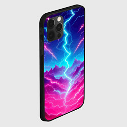 Чехол для iPhone 12 Pro Max Фантастический неоновый пейзаж - нейроарт, цвет: 3D-черный — фото 2