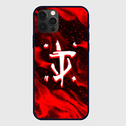 Чехол для iPhone 12 Pro Max Doom logo fire, цвет: 3D-черный