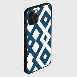 Чехол для iPhone 12 Pro Max Геометрический узор ромб синий, цвет: 3D-черный — фото 2