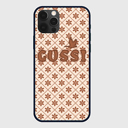 Чехол для iPhone 12 Pro Max Гусси - узор в стиле Гучи, цвет: 3D-черный