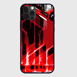 Чехол для iPhone 12 Pro Max Abstract red stripes on a black background, цвет: 3D-черный