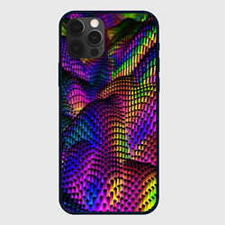 Чехол для iPhone 12 Pro Max Неоновая абстракция выпуклая, цвет: 3D-черный