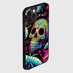 Чехол для iPhone 12 Pro Max Мексиканский череп и личинки насекомых - нейроарт, цвет: 3D-черный — фото 2