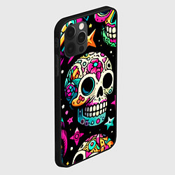 Чехол для iPhone 12 Pro Max Space collage with skulls and rockets - ai art, цвет: 3D-черный — фото 2