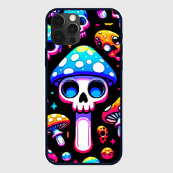 Чехол iPhone 12 Pro Max Ice cream skull and fly agaric - ai art fantasy