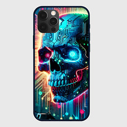 Чехол iPhone 12 Pro Max Cool cyber skull - neon glow